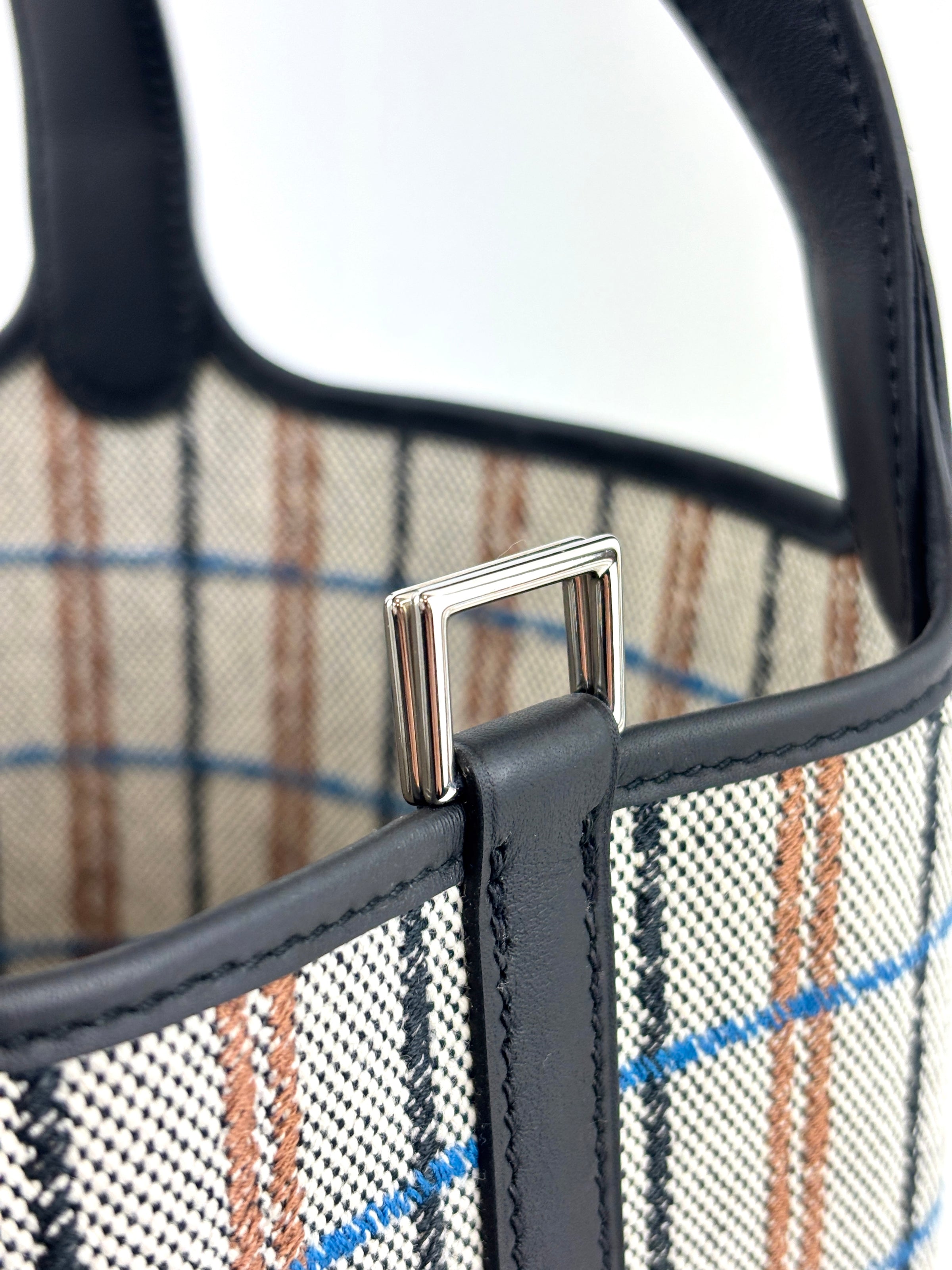 Picotin Lock 18 Broderie Couverture Carre Toile H écru / noir / fauve / noir / bleu Zanzibar - Glampot