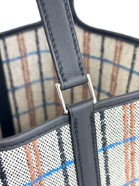 Picotin Lock 18 Broderie Couverture Carre Toile H écru / noir / fauve / noir / bleu Zanzibar - Glampot