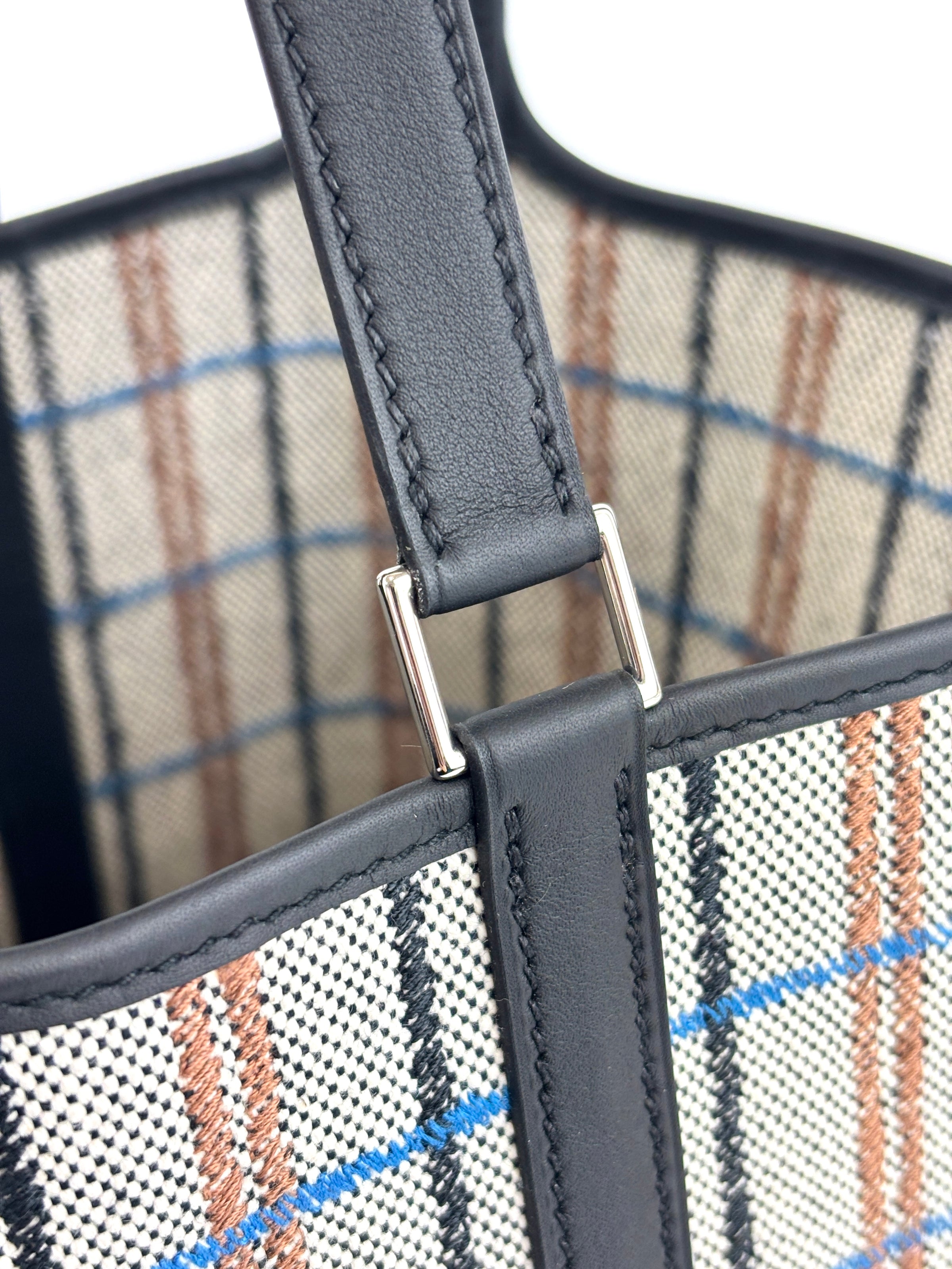 Picotin Lock 18 Broderie Couverture Carre Toile H écru / noir / fauve / noir / bleu Zanzibar - Glampot