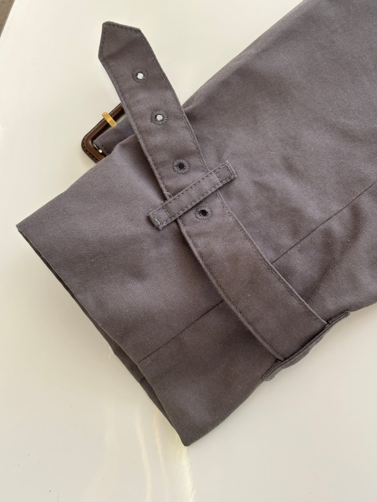 Kensington Cotton Blend Double Breasted Short Trench Coat in Mid Grey Size UK 8