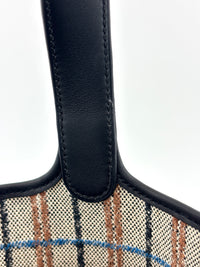 Picotin Lock 18 Broderie Couverture Carre Toile H écru / noir / fauve / noir / bleu Zanzibar - Glampot