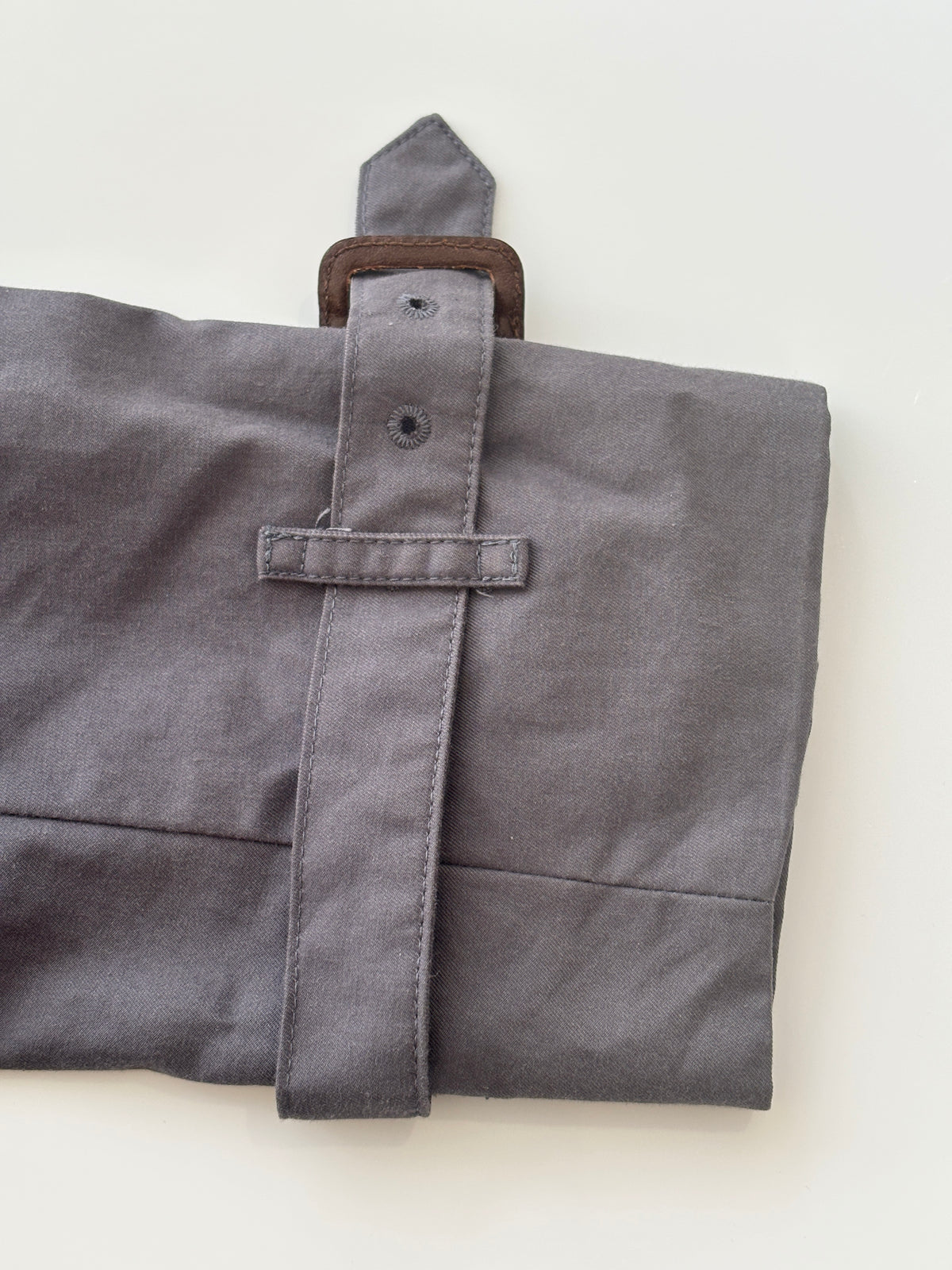 Kensington Cotton Blend Double Breasted Short Trench Coat in Mid Grey Size UK 8