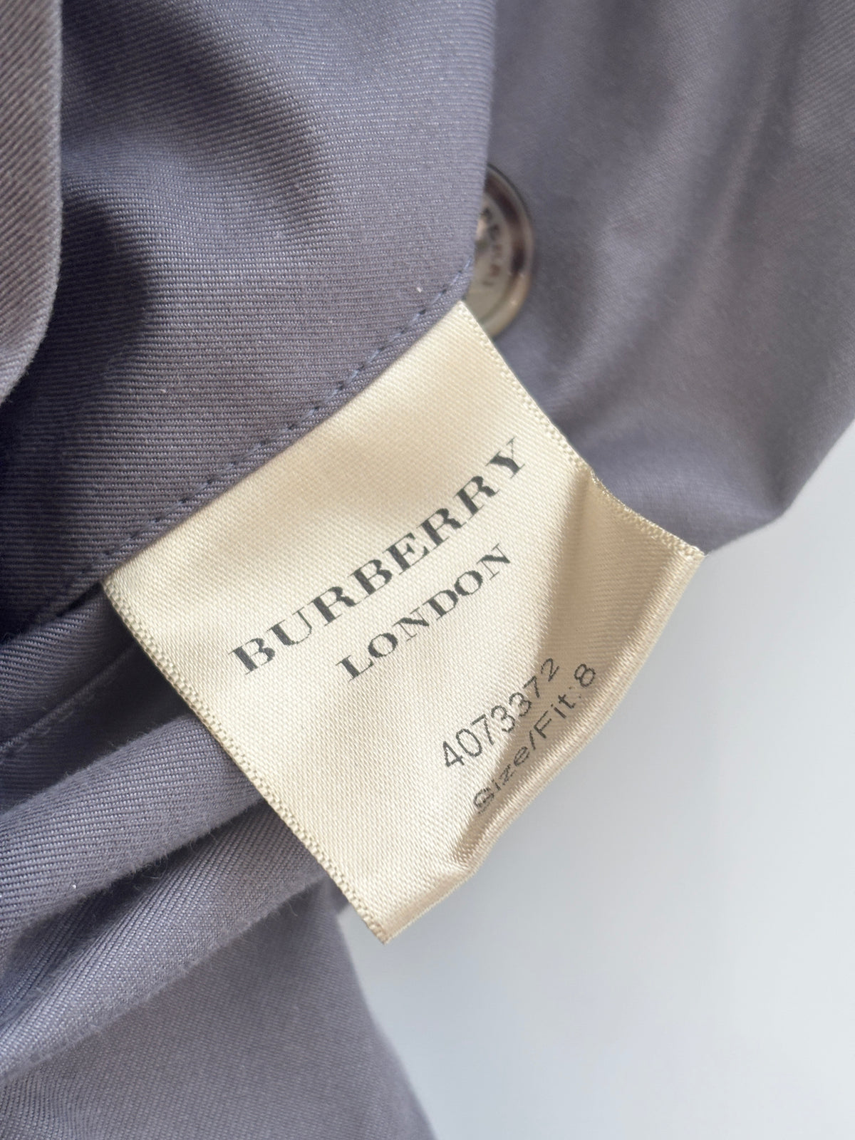 Kensington Cotton Blend Double Breasted Short Trench Coat in Mid Grey Size UK 8