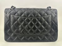 Classic Jumbo Double Flap Black Caviar SHW