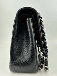 Classic Jumbo Double Flap Black Caviar SHW