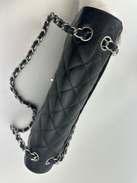 Classic Jumbo Double Flap Black Caviar SHW