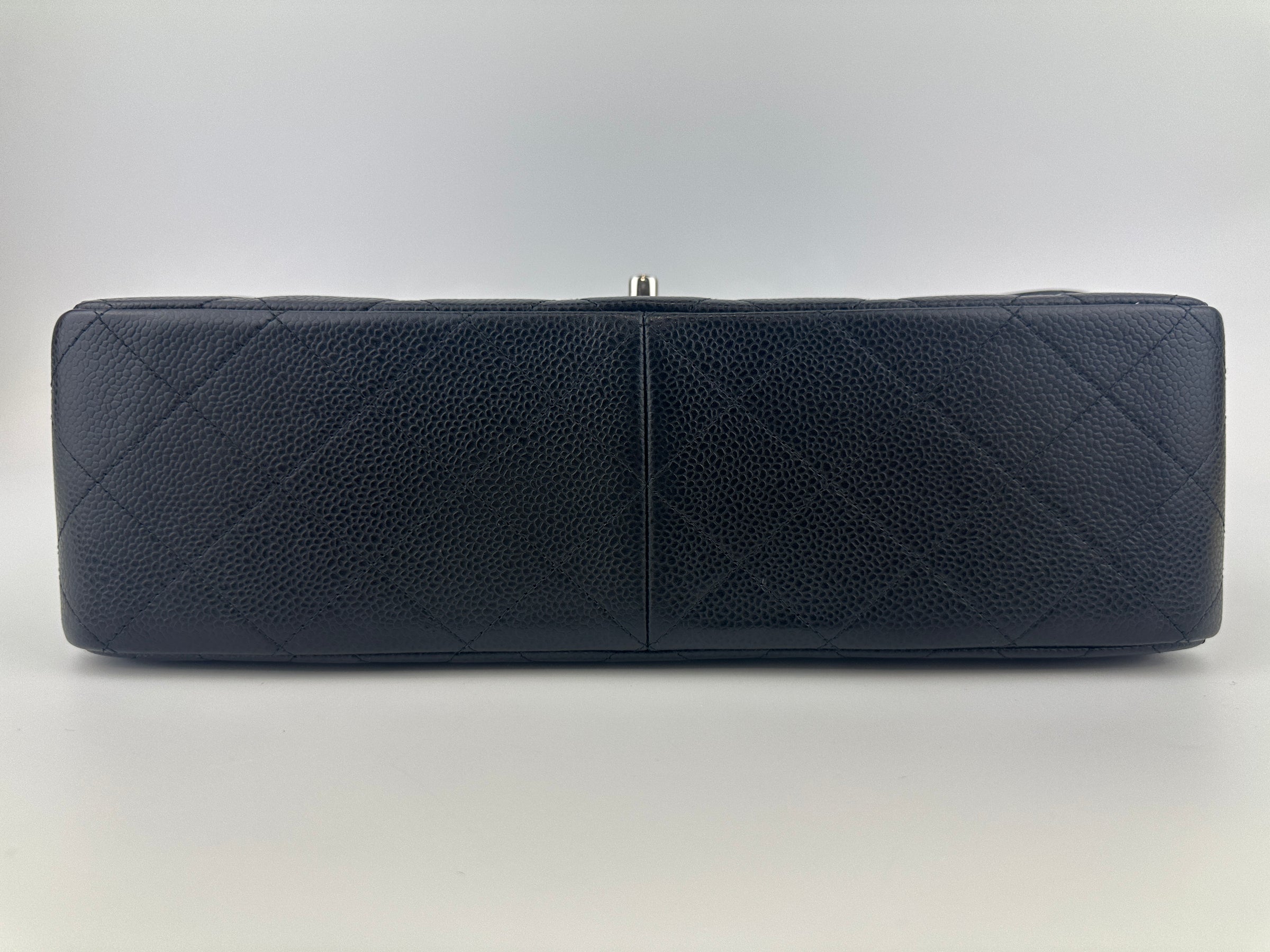 Classic Jumbo Double Flap Black Caviar SHW