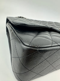 Classic Jumbo Double Flap Black Caviar SHW