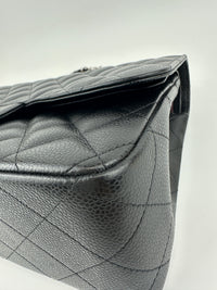 Classic Jumbo Double Flap Black Caviar SHW