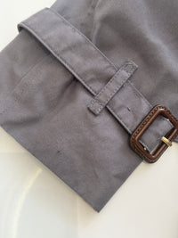 Kensington Cotton Blend Double Breasted Short Trench Coat in Mid Grey Size UK 8