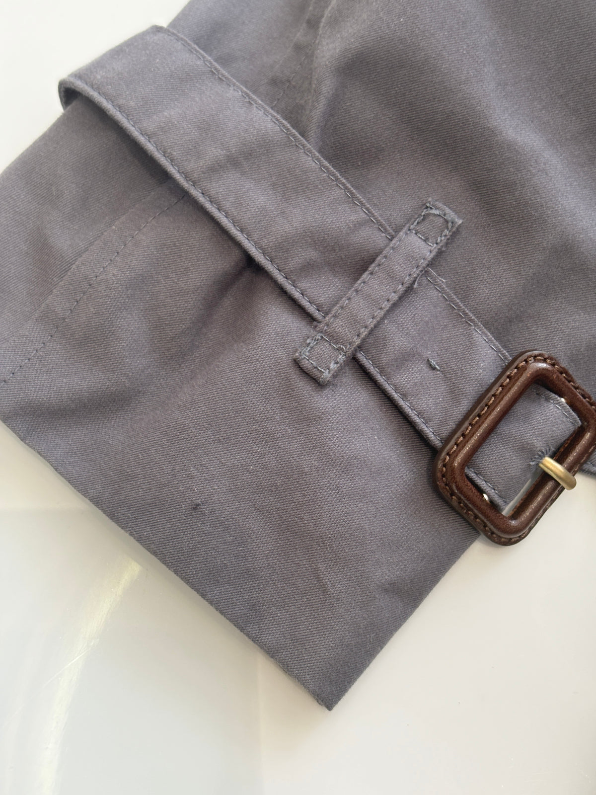 Kensington Cotton Blend Double Breasted Short Trench Coat in Mid Grey Size UK 8