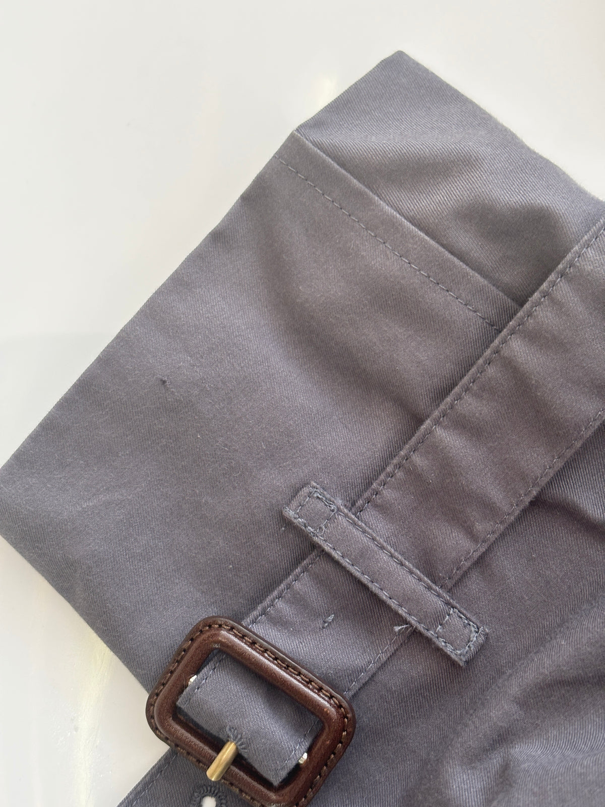Kensington Cotton Blend Double Breasted Short Trench Coat in Mid Grey Size UK 8