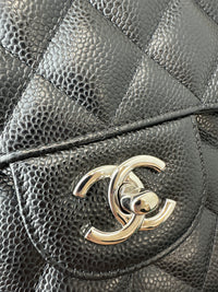 Classic Jumbo Double Flap Black Caviar SHW