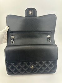 Classic Jumbo Double Flap Black Caviar SHW