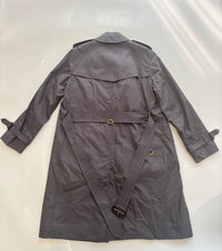 Kensington Cotton Blend Double Breasted Short Trench Coat in Mid Grey Size UK 8