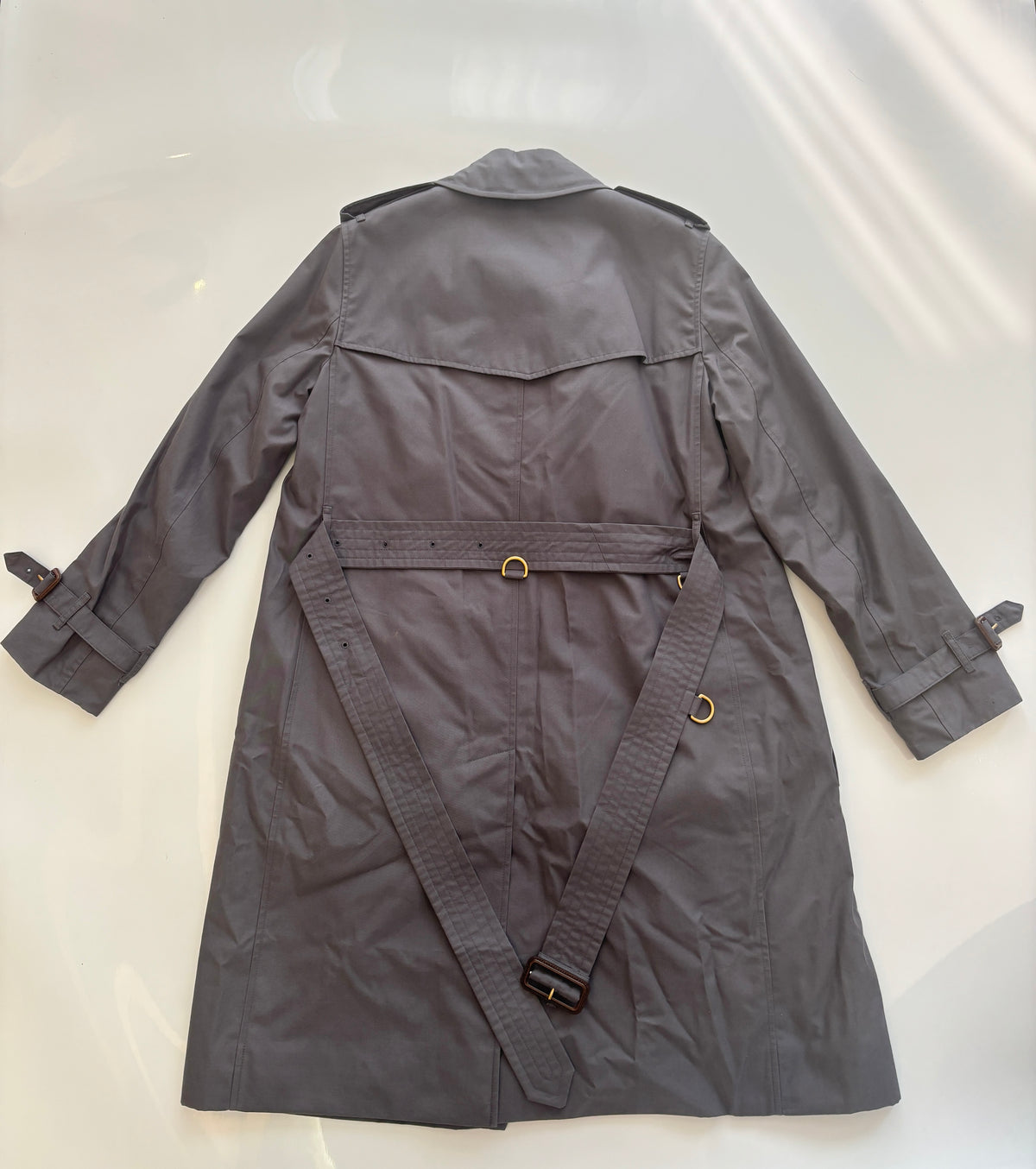 Kensington Cotton Blend Double Breasted Short Trench Coat in Mid Grey Size UK 8