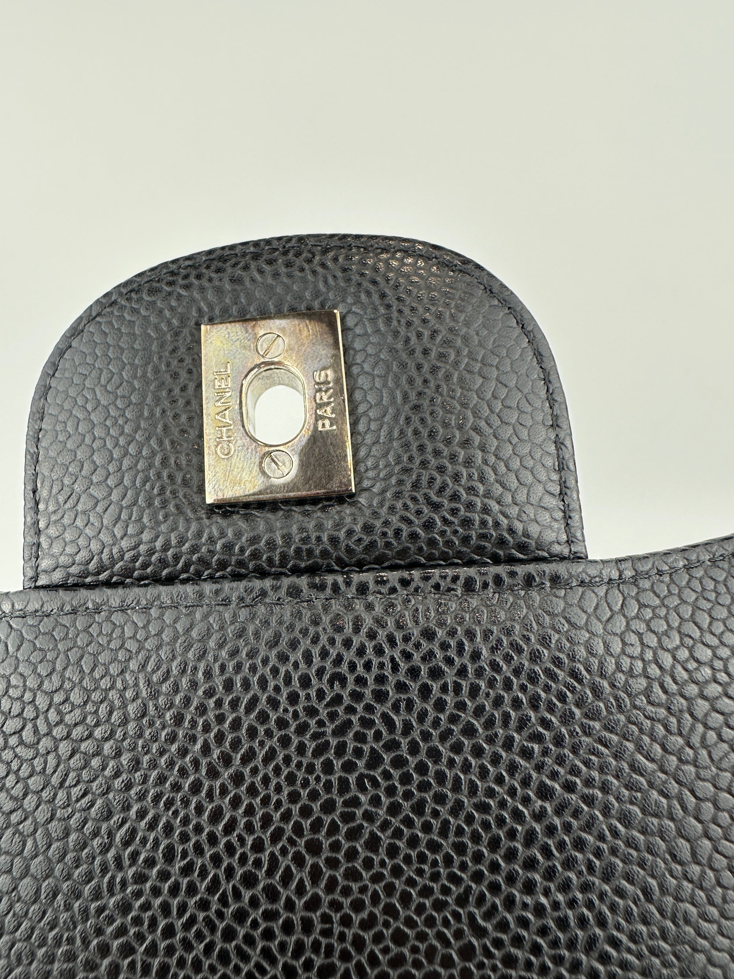 Classic Jumbo Double Flap Black Caviar SHW