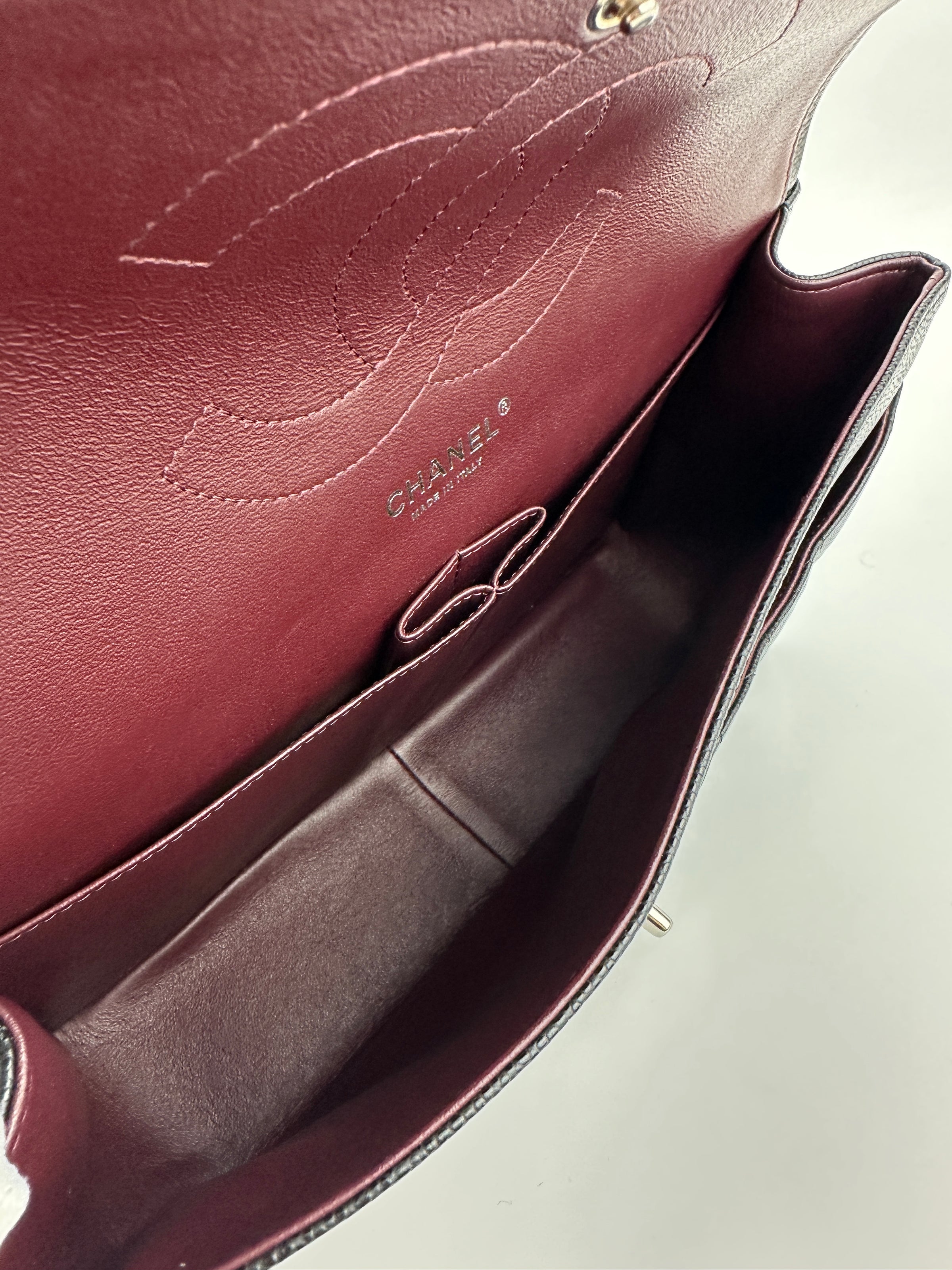 Classic Jumbo Double Flap Black Caviar SHW