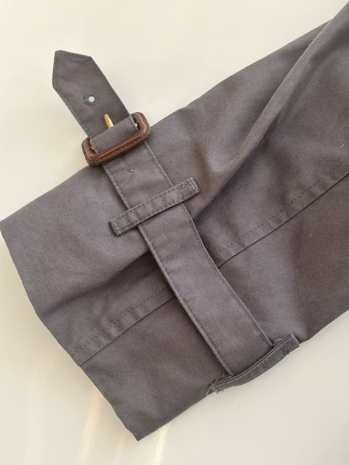 Kensington Cotton Blend Double Breasted Short Trench Coat in Mid Grey Size UK 8