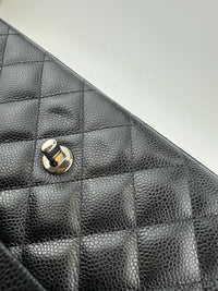 Classic Jumbo Double Flap Black Caviar SHW