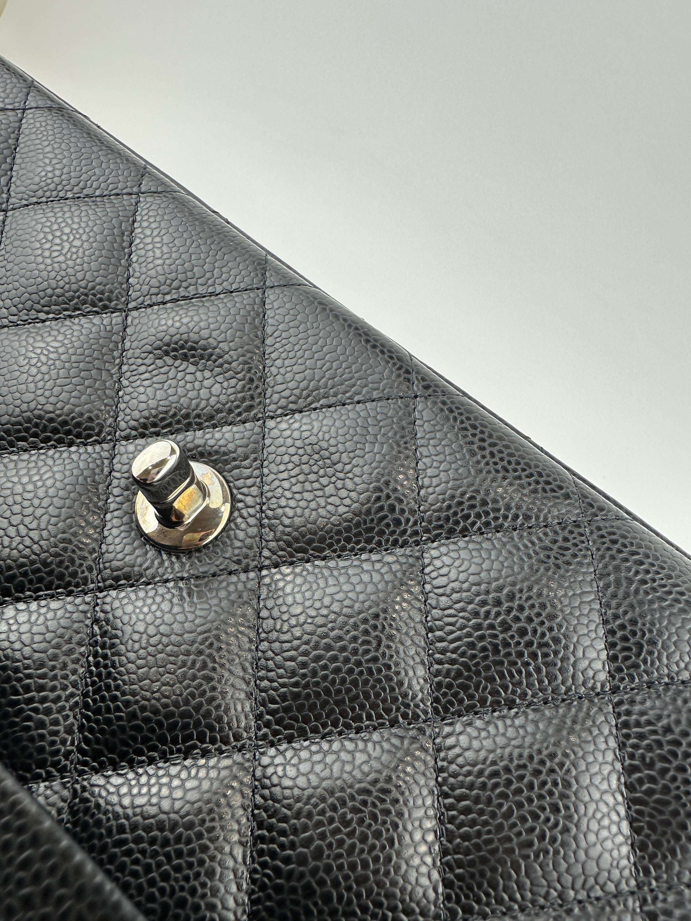 Classic Jumbo Double Flap Black Caviar SHW