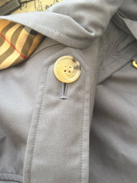 Kensington Cotton Blend Double Breasted Short Trench Coat in Mid Grey Size UK 8