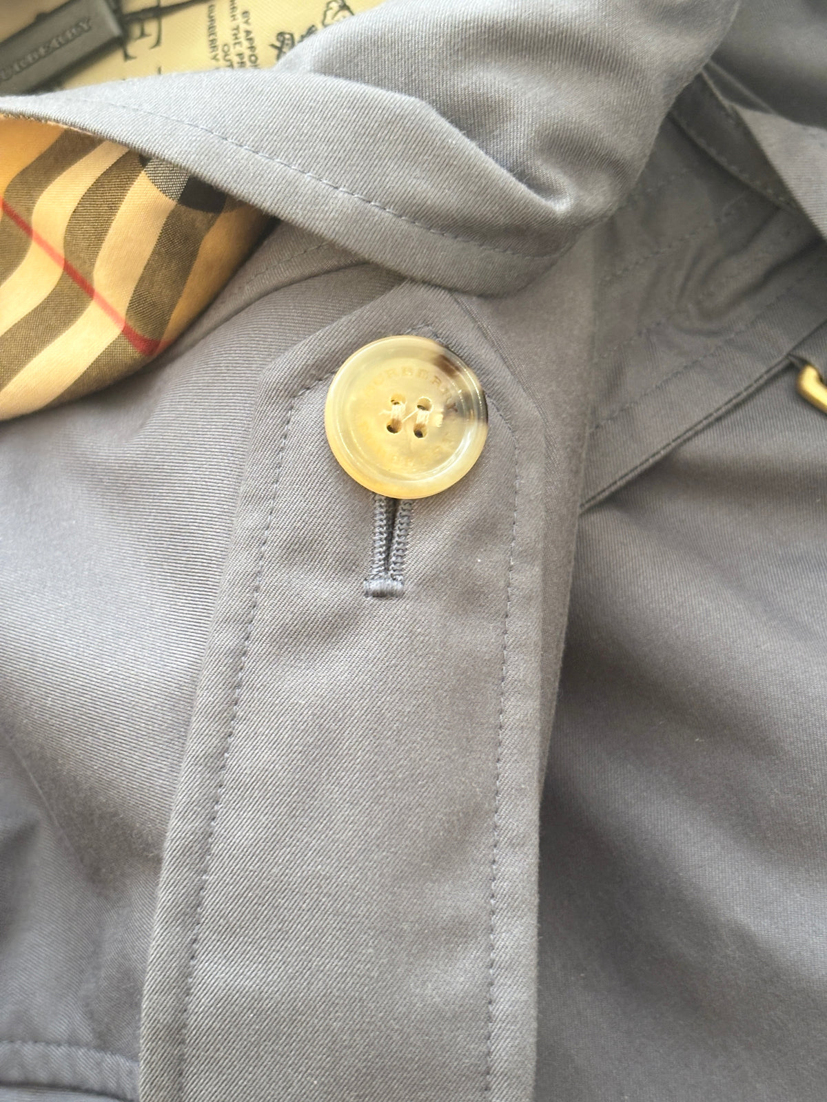 Kensington Cotton Blend Double Breasted Short Trench Coat in Mid Grey Size UK 8