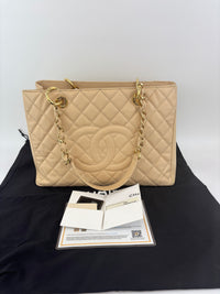 Beige Caviar GST Grand Shopping Tote GHW