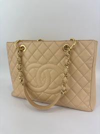Beige Caviar GST Grand Shopping Tote GHW
