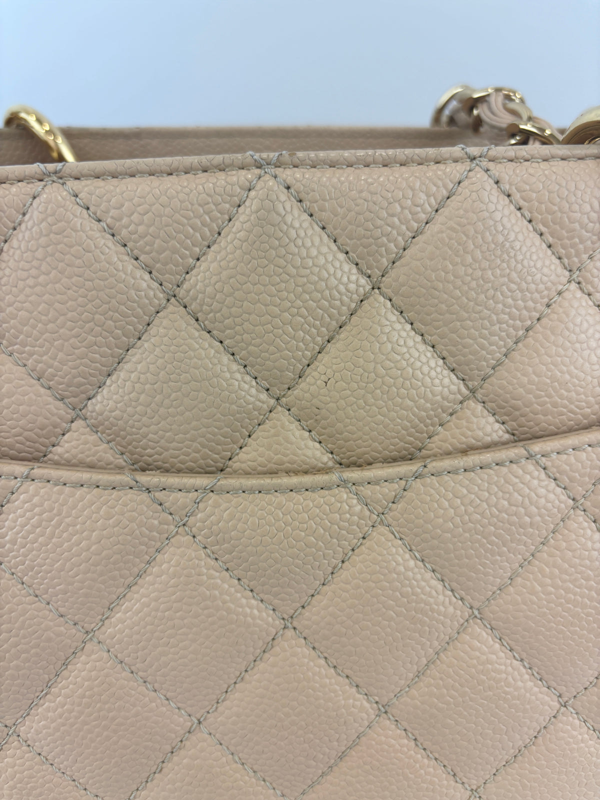 Beige Caviar GST Grand Shopping Tote GHW
