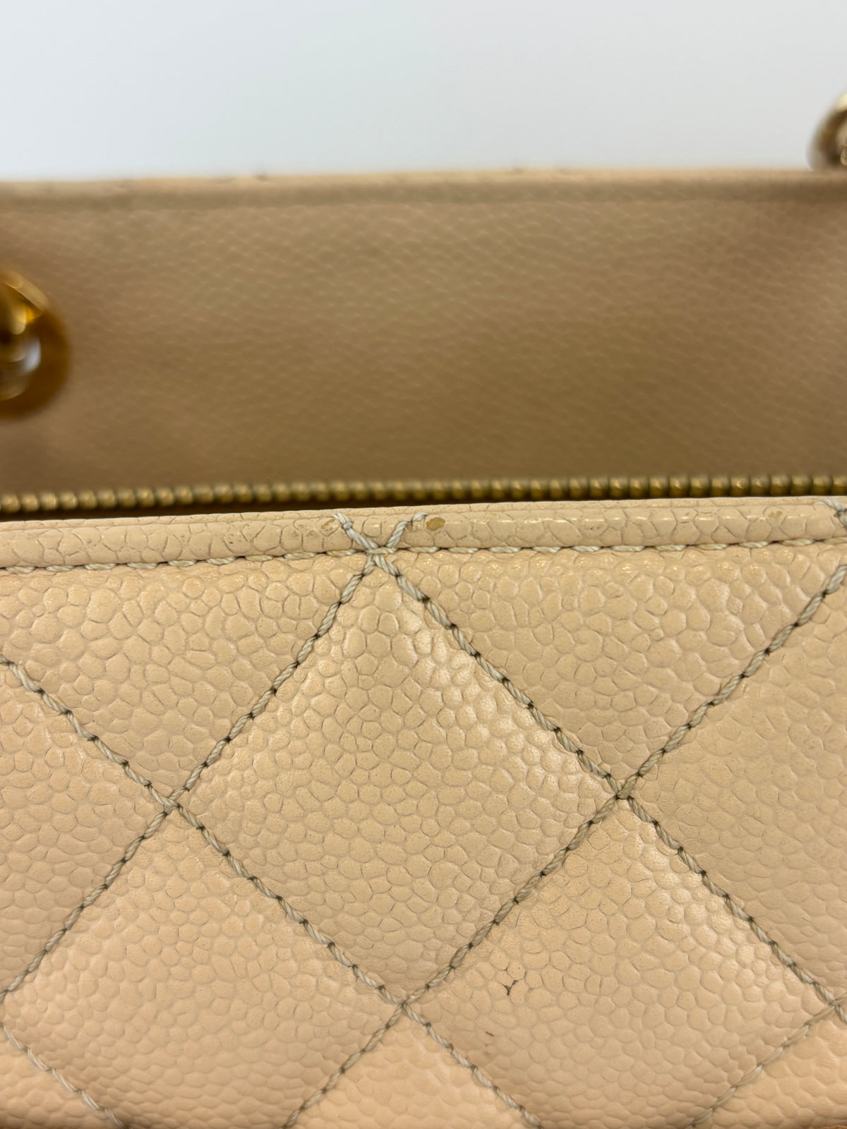 Beige Caviar GST Grand Shopping Tote GHW