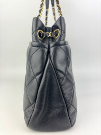 Black Quilted Caviar Timeless CC Soft Shopping Tote GHW