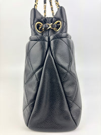 Black Quilted Caviar Timeless CC Soft Shopping Tote GHW