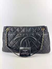Black Quilted Caviar Timeless CC Soft Shopping Tote GHW