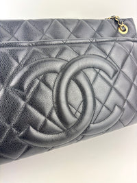 Black Quilted Caviar Timeless CC Soft Shopping Tote GHW