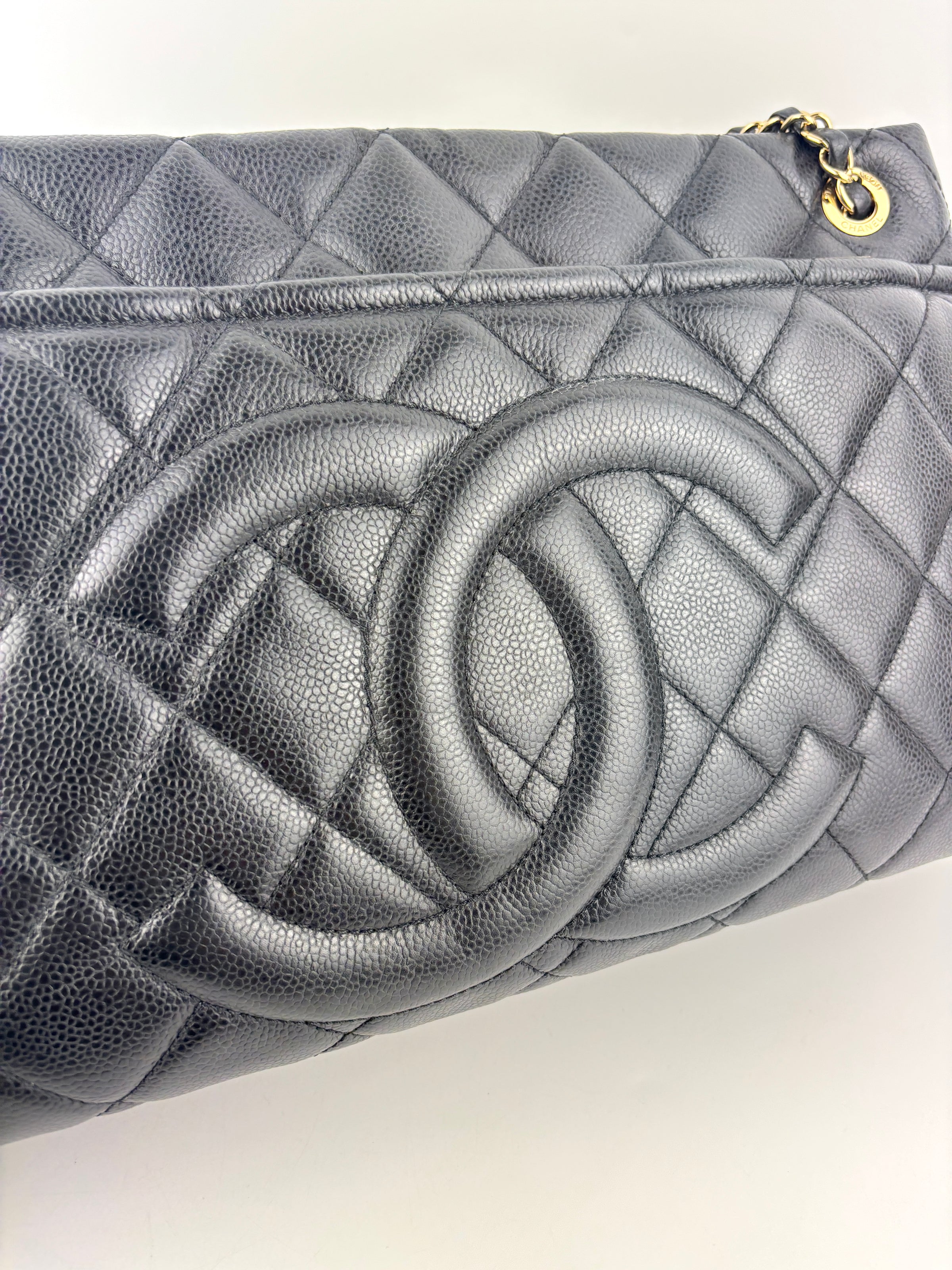 Black Quilted Caviar Timeless CC Soft Shopping Tote GHW