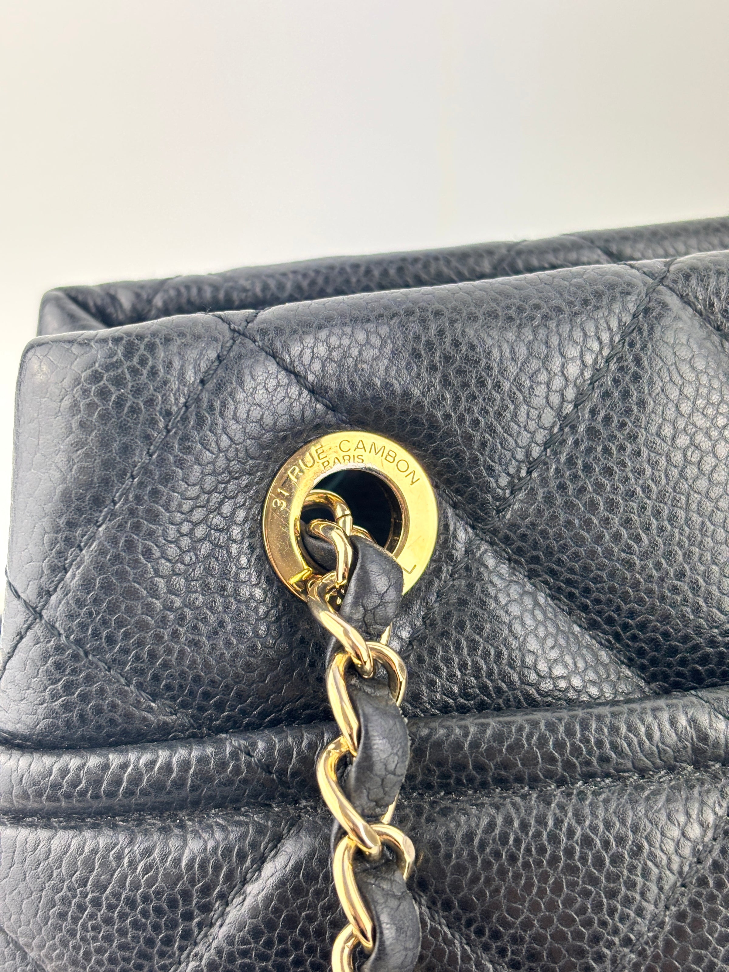 Black Quilted Caviar Timeless CC Soft Shopping Tote GHW