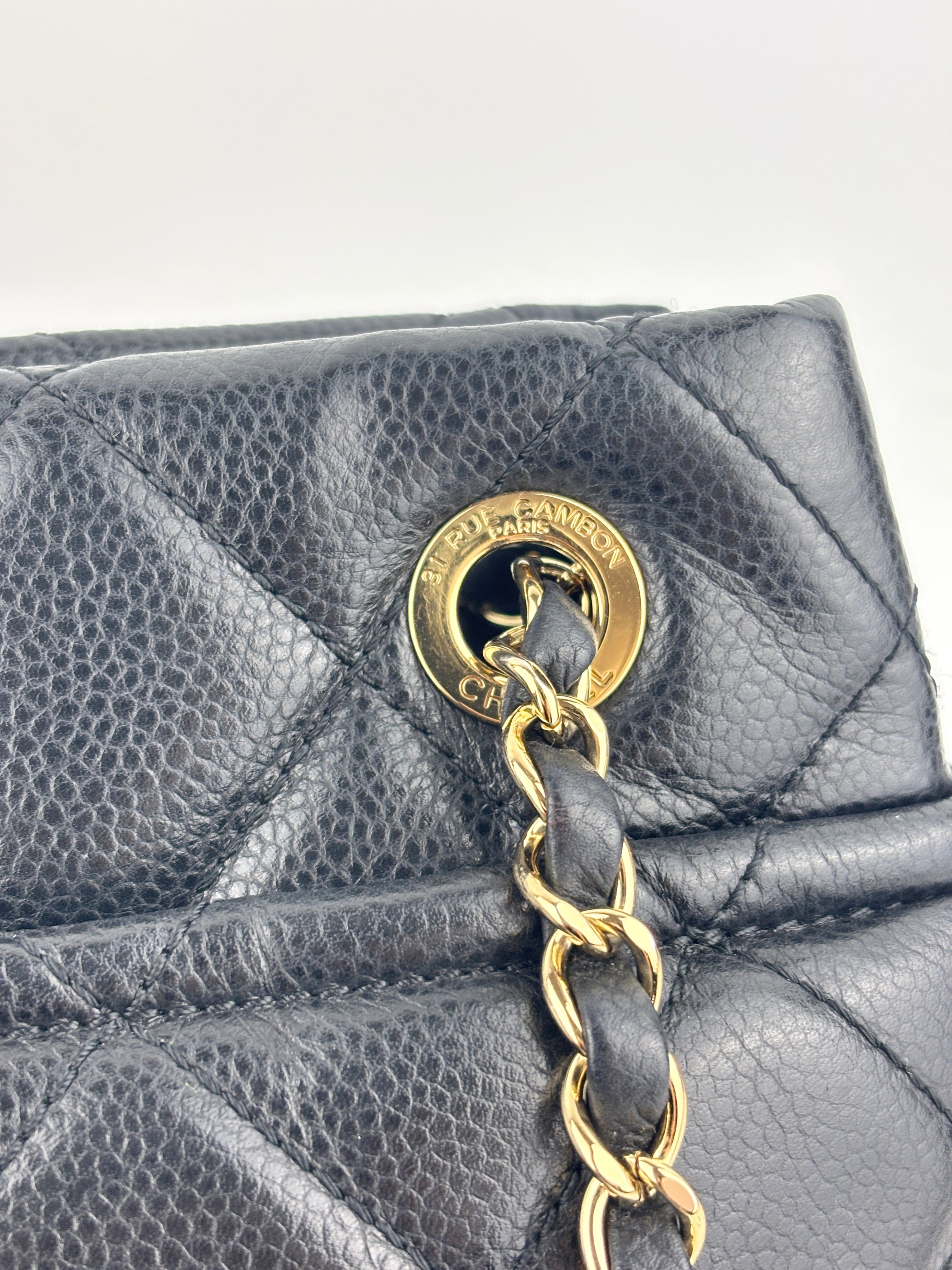 Black Quilted Caviar Timeless CC Soft Shopping Tote GHW