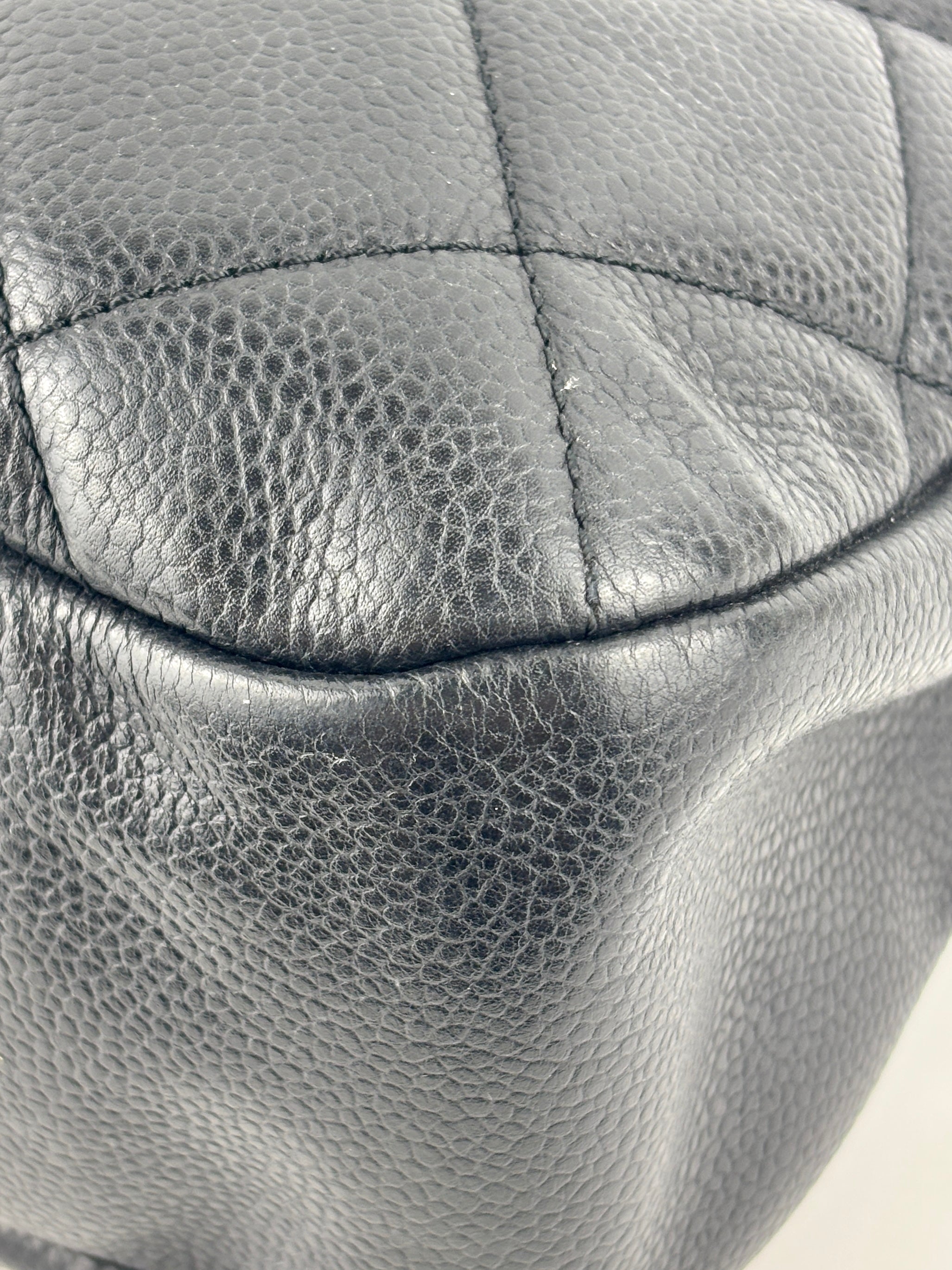Black Quilted Caviar Timeless CC Soft Shopping Tote GHW