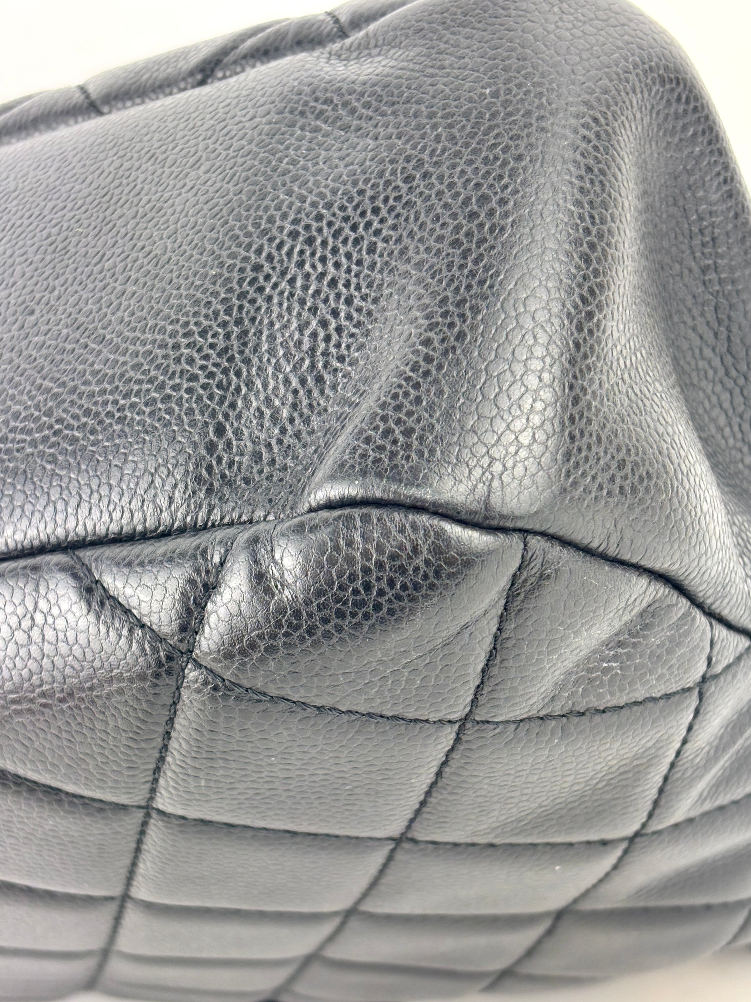 Black Quilted Caviar Timeless CC Soft Shopping Tote GHW