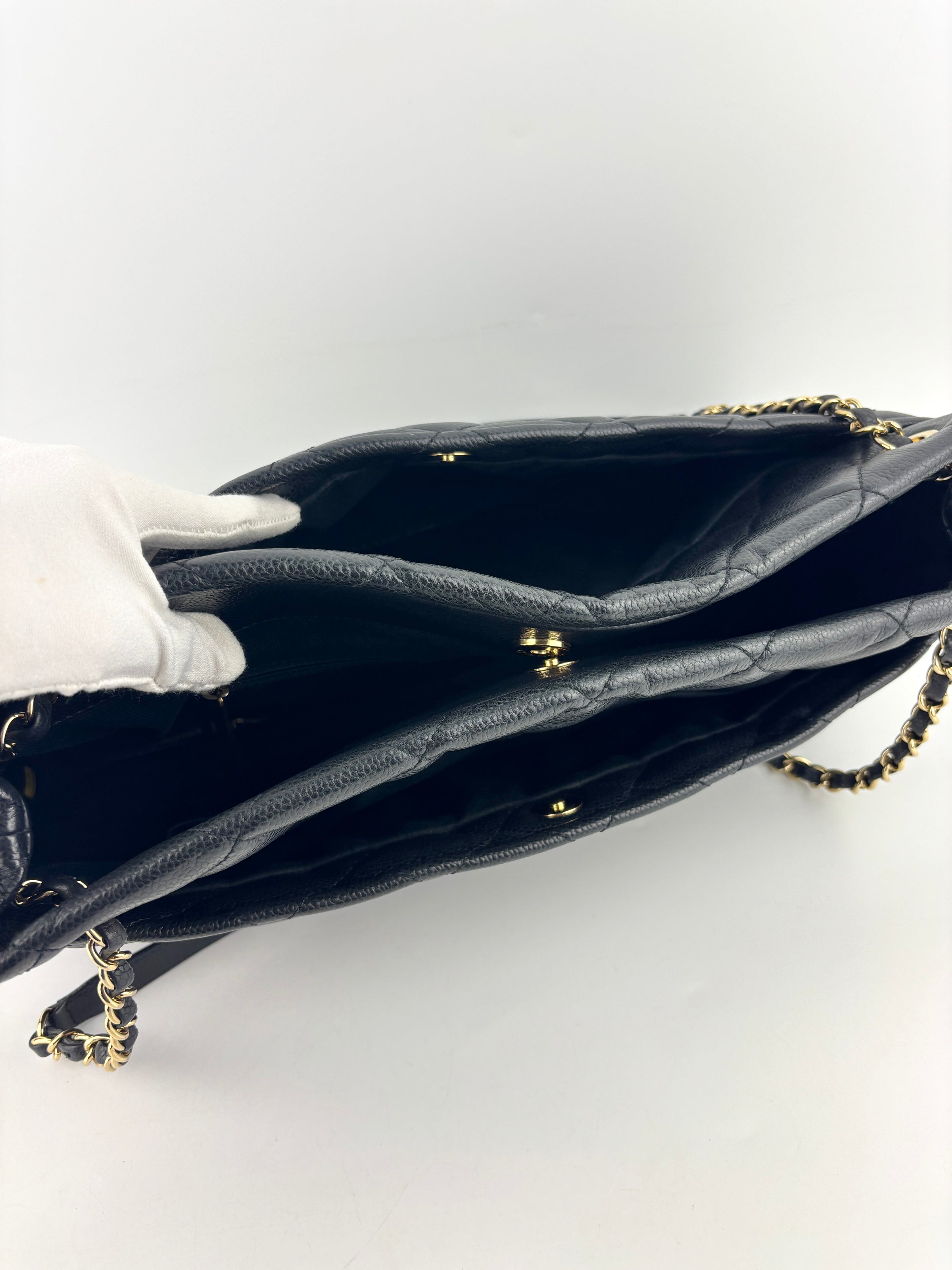 Black Quilted Caviar Timeless CC Soft Shopping Tote GHW