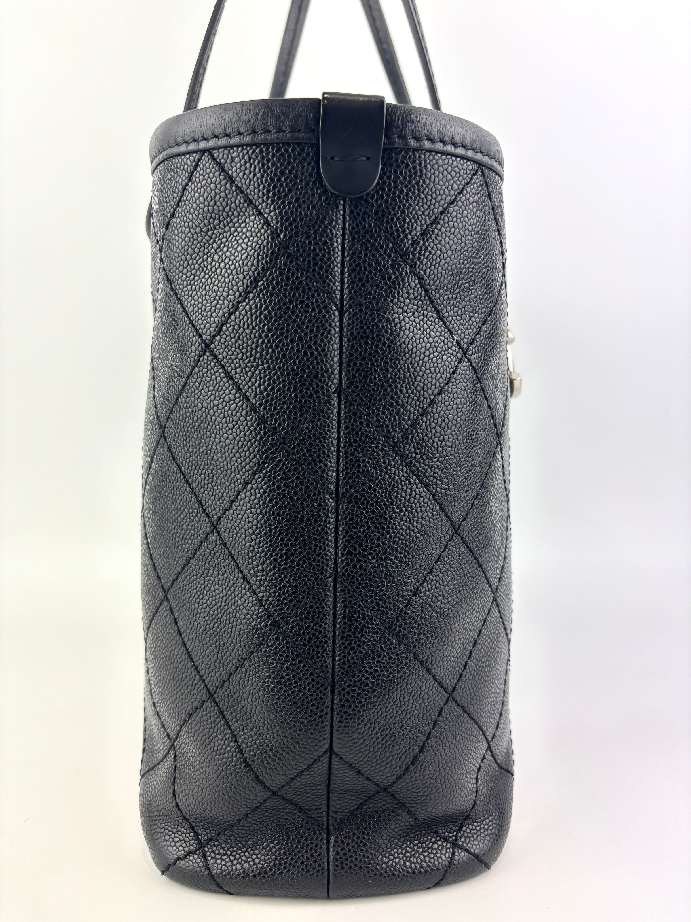 Black Quilted Caviar Shopping Fever Tote SHW