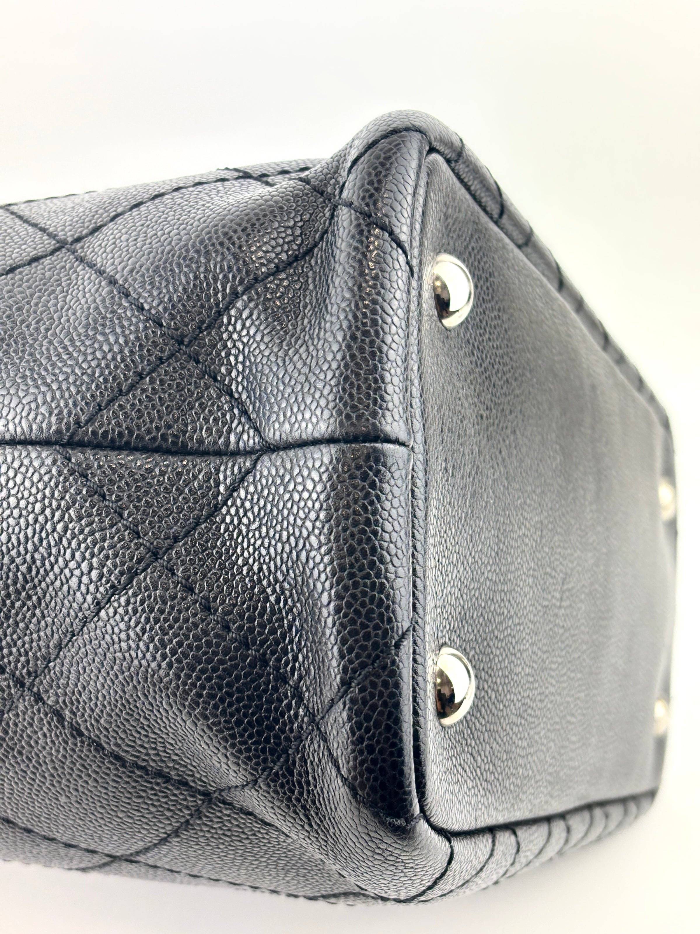 Black Quilted Caviar Shopping Fever Tote SHW