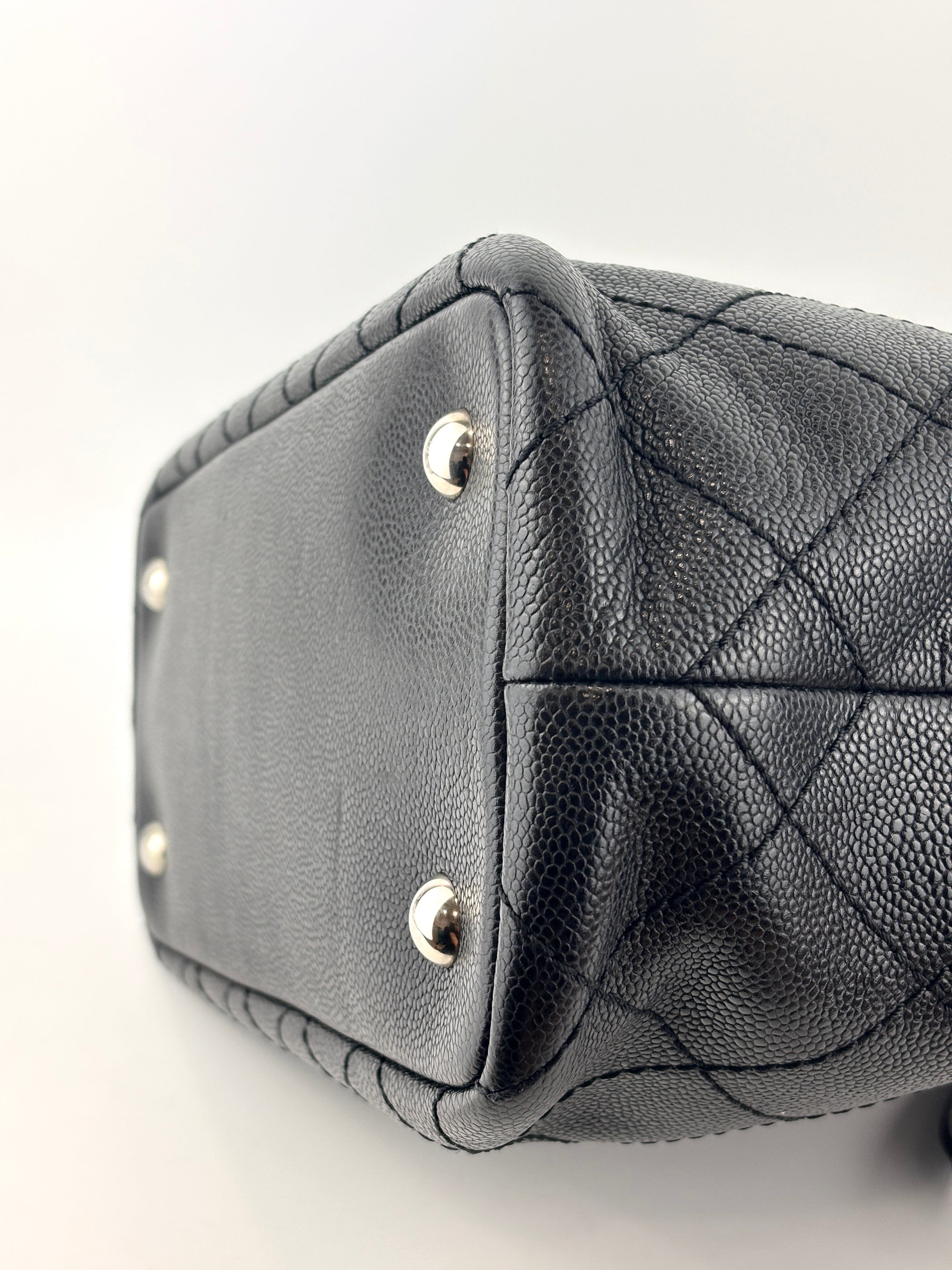Black Quilted Caviar Shopping Fever Tote SHW