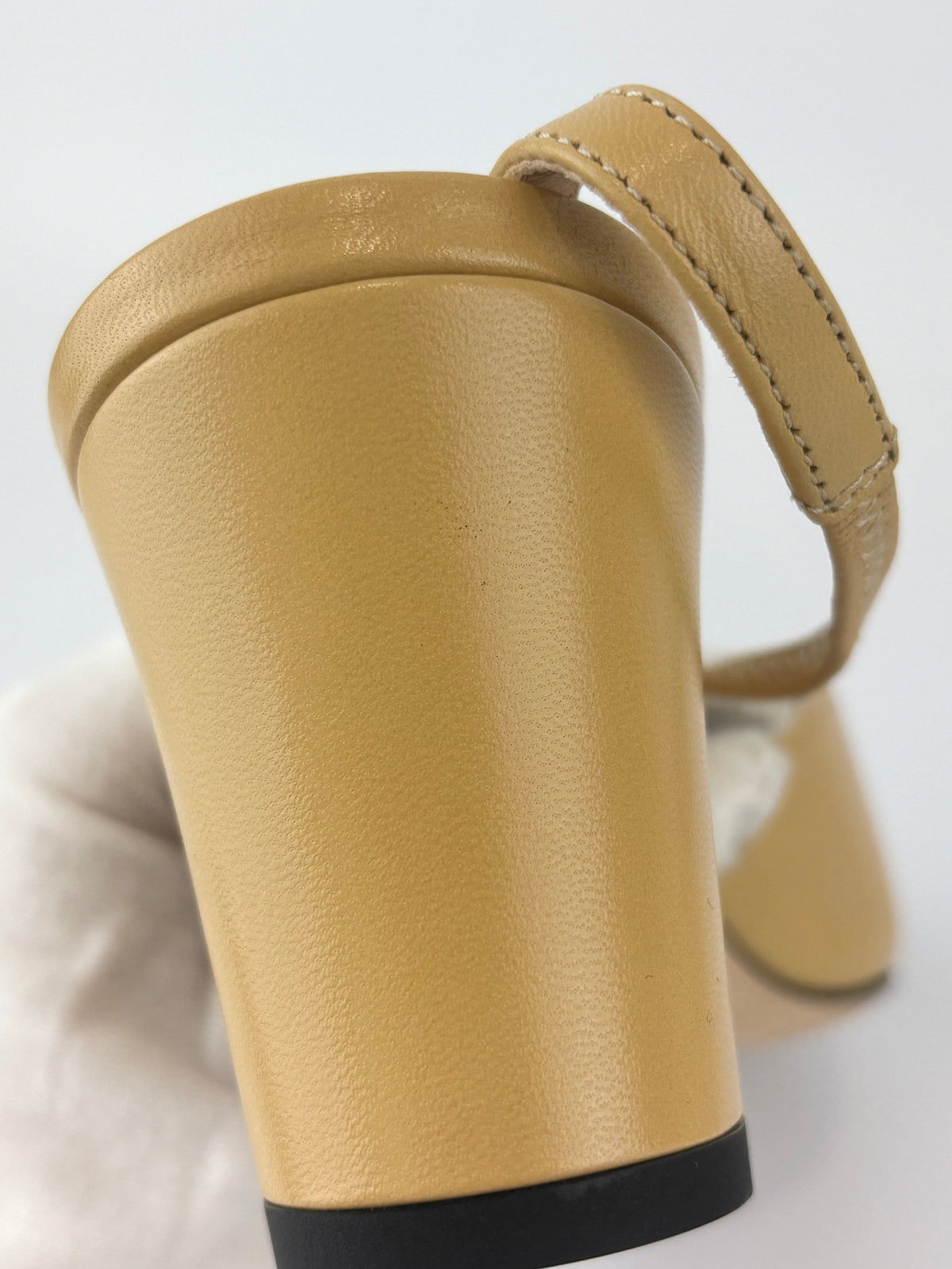 Goatskin Grosgrain Cap Toe CC Slingback Pumps Beige Black Size 37.5