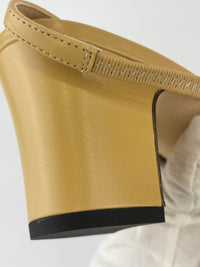 Goatskin Grosgrain Cap Toe CC Slingback Pumps Beige Black Size 37.5