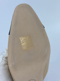 Goatskin Grosgrain Cap Toe CC Slingback Pumps Beige Black Size 37.5