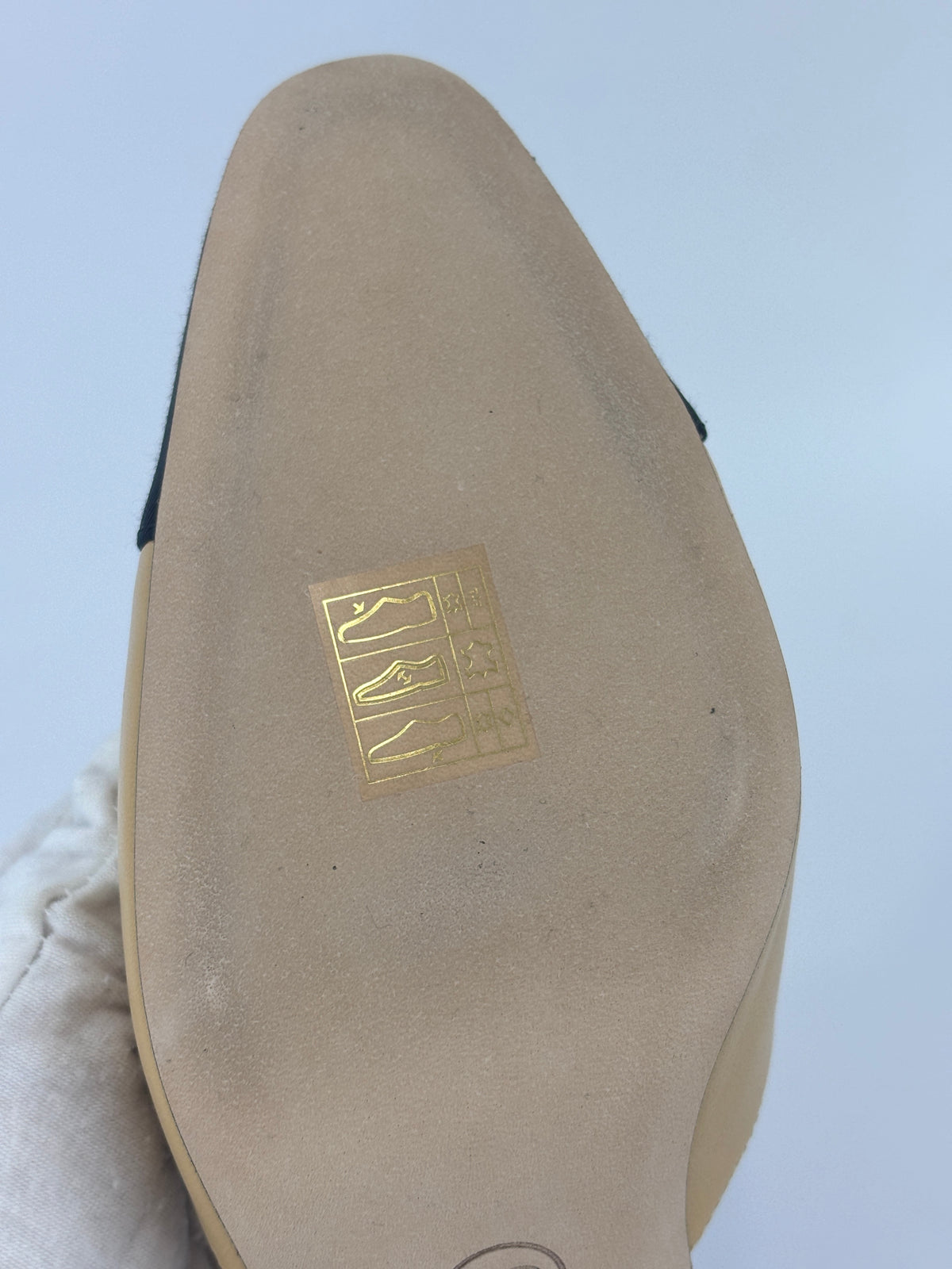 Goatskin Grosgrain Cap Toe CC Slingback Pumps Beige Black Size 37.5