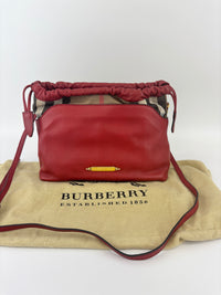 Military Red Leather & Bridle House Check Canvas Little Crush Crossbody