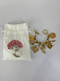Vintage Textured "Lava" CC Pendant Long Chain Necklace (c. Early 1990s, 24K Gold-Plated Heavy Chain)
